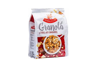 Granola HERKULESS su 3 rūšių šokoladu, 350 g Granola HERKULESS su 3 rūšių šokoladu, 350 g