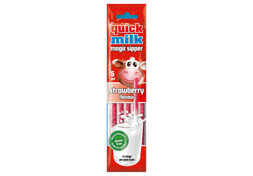 Šiaudeliai QUICK MILK, braškių skonio, 30 g