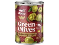 Žaliosios alyvuogės WELL DONE su Chalapos paprikomis, 280 g