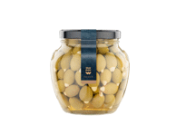 Konservuotos žaliosios alyvuogės WELL DONE PREMIUM su migdolais, 1.6 kg