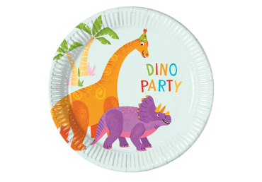 Popierinės lėkštės DINOZAURŲ VAKARĖLIS, 20 cm, 8 vnt.