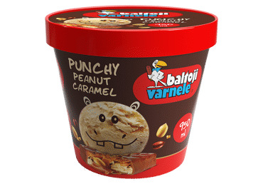 Žemės riešutų plombyras BALTOJI VARNELĖ su karamele, 500 g