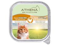 Begrūdis kačių paštetas su vištiena ir kalakutiena ATHENA , 100 g