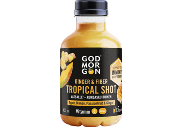Įvairių vaisių sultys GOD MORGON TROPICAL SHOT, 450 ml