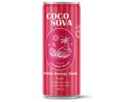 Gazuotas persikų skonio energinis kokosų vandens gėrimas COCOSOVA BELLINI, 320 ml