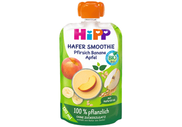 Ekol. persikų, bananų ir obuolių glotnutis HIPP nuo 12 mėn., 120 ml