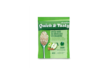 Greitai par. avižų košė QUICK&TASTY su ob. ir cinamonu, 40 g Greitai par. avižų košė QUICK&TASTY su ob. ir cinamonu, 40 g