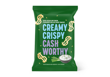 Bulvių užkandis DOLLAR SNACK, grietinės, svogūnų sk., 50 g
