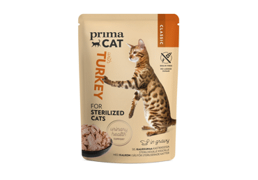 Konservuotas sterilizuotų kačių ėdalas PRIMACAT(kalakutiena), 85 g