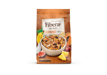 Dribsnių mišinys FIBERA su džiovintais vaisiais, 350 g