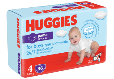 Sauskelnės-kelnaitės HUGGIES PANTS 4 JUMBO BOY (9-14 kg), 36 vnt.