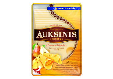 AUKSINIS fermentinis sūris (riekelės), 45 % rieb. s. m., 150 g - 2