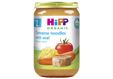 Ekol. makaronai HIPP pomid. padaže su veršiena, nuo 12 mėn., 220 g