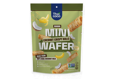 Kokosiniai vafliai THAI COCO be glitimo, bananų skonio, 140 g