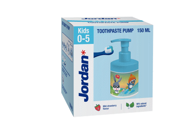 Dantų pasta JORDAN „Kids“ su dozatoriumi (0-5 m.), 150 ml