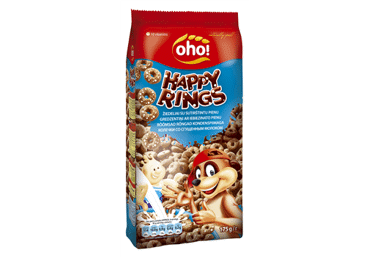 Žiedeliai OHO! su sutirštintu pienu (HAPPY RINGS), 175 g Žiedeliai OHO! su sutirštintu pienu (HAPPY RINGS), 175 g