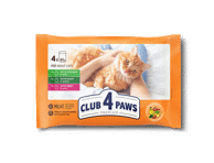 Club 4 Paws Premium su antiena padaže, vištiena ir jautiena, konservuotas pašaras suaugusioms katėms, 4 x 85 g