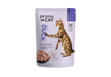 Konservuotas kačių ėdalas PRIMACAT, antiena padaže, 85 g