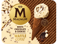 Valg. ledai MAGNUM su balt. šokoladu ir sausainių įd., 254 g