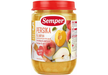 Persikų ir kriaušių tyrelė, nuo 5-6 mėn. SEMPER, 0.19 kg