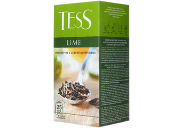 Žaliųjų citrinų skonio žalioji arbata TESS LIME, 25 vnt.