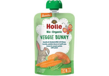 Eko  morkų,batatų, žirn. tyrelė HOLLE VEGGIE BUNNY, 6 +mėn., 100g