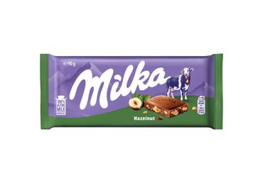 Pieninis šokoladas su smulkintais lazdynų riešutais MILKA, 90 g