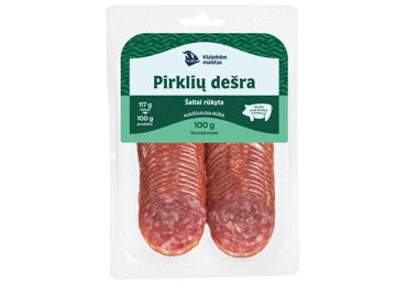 Šaltai rūkyta pjaustyta PIRKLIŲ dešra, a. r., 100 g - 2