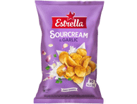 Bulvių traškučiai ESTRELLA, grietinės ir česnakų skonio, 350 g