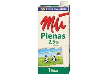 UAT pienas MŪ, 2,5 % rieb., 1 l
