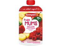 Vaisių tyrė SEMPER su obuoliais, avietėmis, bananais, nuo 6 mėn., 110 g