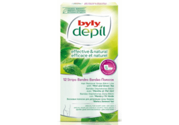 Bikinio zonos depiliac. juostelės BYLY DEPIL MINT&GREEN TEA, 12 vnt.