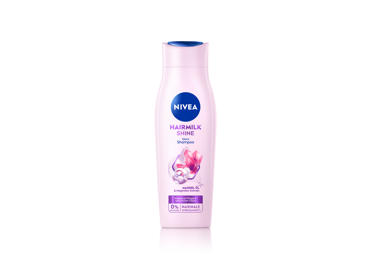 Žvilgesio suteikiantis šampūnas NIVEA Hairmilk Natural Shine, 250 ml