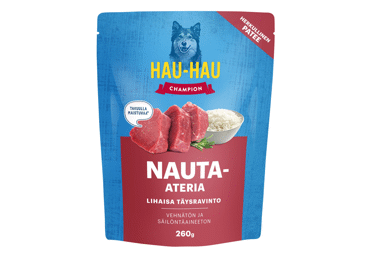 Konservuotas šunų ėdalas HAU-HAU CHAMPION su jautiena, 260 g