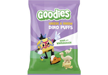 Pilno grūdo užkandis GOODIES DINO su sūriu ir svogūnais, 30 g