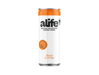 Apelsinų ir mangų skonio gazuotas natūralus energinis gėrimas, Alife, 330 ml
