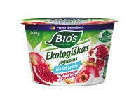 Ekologiškas jogurtas be laktozės BIOS su granatais ir grūdais, 3,2% rieb., 200 g