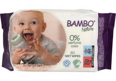 Drėgnosios kūdikių servetėlės BAMBO NATURE, 80 vnt. - 1