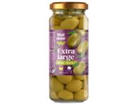 Konservuotos didelės žaliosios alyvuogės WELL DONE, be kauliukų, 330 g