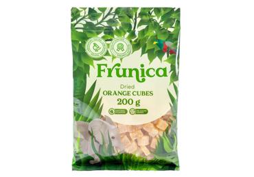 Džiovinti apelsinų kubeliai be pridėtinio cukraus FRUNICA, 200 g