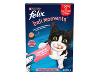 Skanūs skystieji užkandžiai katėms „FELIX® Deli Moments™“ su lašišomis, 4 x 10 g paketėliuose