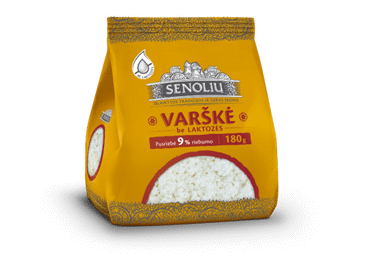 Pusriebė SENOLIŲ varškė be laktozės, 9% rieb., 180 g