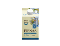 Pienas WELL DONE, 2,5 % rieb., 500 ml