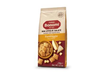 Sluoksniuotos tešlos užkandžiai FORNO BONOMI, sūrio skonio, 150 g