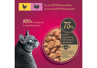 My Love visavertis konservuotas pašaras suaugusioms katėms su vištiena ir kalakutiena padaže, 4 x 85 g - 2