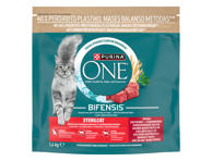 Sausas kačių ėdalas sterilizuotoms katėms ONE su jautiena, 1.4 kg