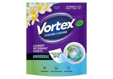 Skalbimo lapeliai VORTEX Laundry Detergent Sheets Universal, 20 vnt.