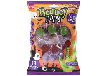 Ledinukai BOUNCY POPS, obuolių ir braškių skonio, 144 g