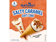 Valgomieji ledai NATURLI su sūdyta karamele, 4 x 130 ml