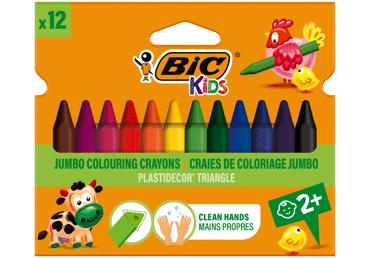 Spalvotos tribriaunės kreidelės(12 spalvų)"BIC", 12 vnt.